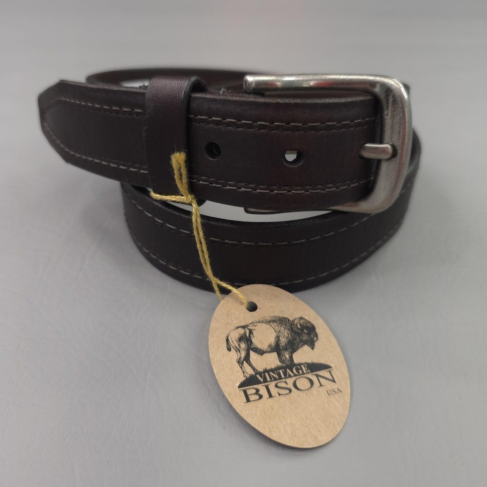 Vintage Bison Belt Mens‎ 32 Brown American Bison Leather Gettysburg USA 1992